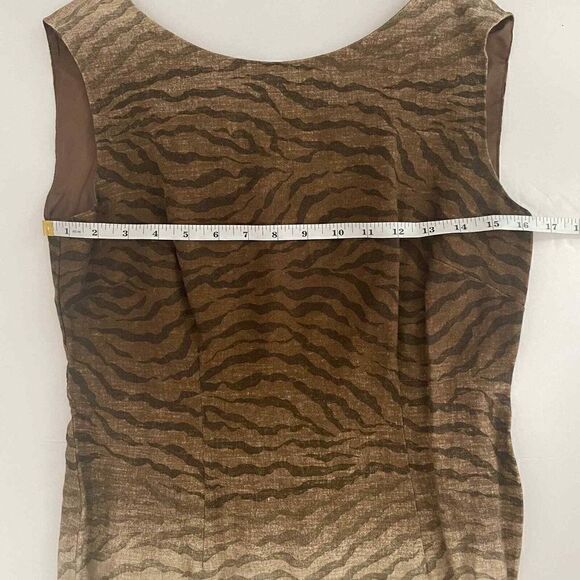 Vintage‎ Stonebridge Made in Mexico Brown Zebra print Linen Rayon Dress Size 6P - Picture 7 of 9